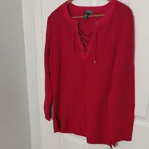 Ralph Lauren Crimson Lace-Up Top